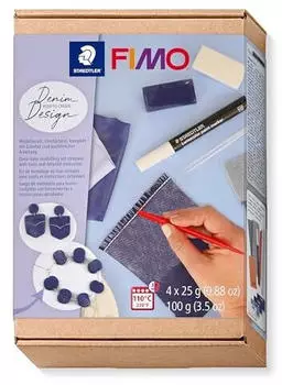 Fimo SOFT Modelliermasse-Set JEANS EFFECT ofenh&auml;rtend zur Herstellung von Schmuck-Accessoires Home-Deko im 1 St&uuml;ck (8025 HTC2)