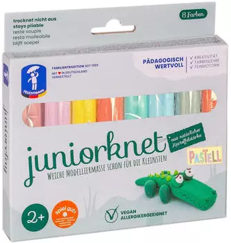Feuchtmann Knete 628.0303 JUNiORKNET Pastell ab 2 Jahren farbig sortiert 8 Stangen 264g