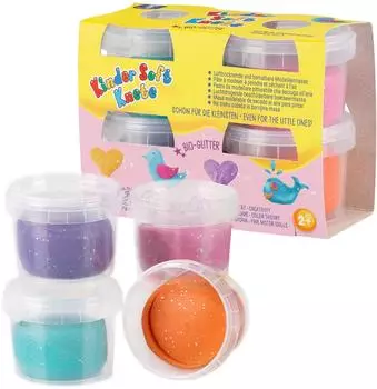 TrendAlliance Kinder Soft Knete Sparkle mit Bioglitter 4 Farben a 80 g