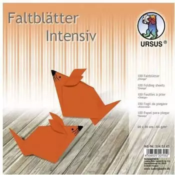 Ursus Faltbl&auml;tter Intensiv Uni 65g 20x20cm 100 Blatt orange