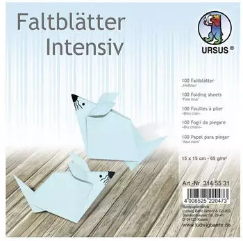 Ursus Faltbl&auml;tter Intensiv Uni 65g 15x15cm 100 Blatt hellblau