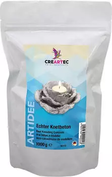 CREARTEC 16,90 &euro; 1 kg Echter Knetbeton 1kg Grau einf&auml;rbbar leicht geschmeidig nicht nachklebend