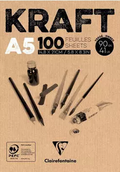 Clairefontaine Kraftpapier A5 90 g/m&sup2; braun 100 Blatt (96544C)