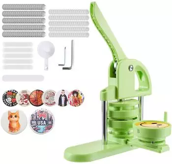VEVOR Buttonmaschine 75mm Rund, Gr&uuml;n, mit 100 Knopfteilen & Kreisschneider