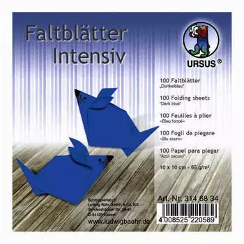 Ursus Faltbl&auml;tter Intensiv Uni 65g 10x10cm 100 Blatt dunkelblau