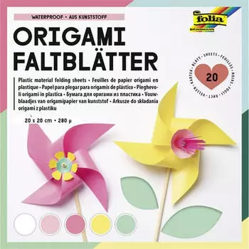 Folia Faltbl&auml;tter 9161/0 aus Kunststoff, 20 x 20cm, 280 mic, 5 Farben sortiert, 20 Blatt