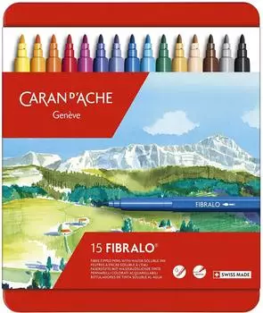 Caran d'Ache Fibralo Fasermaler wasserlöslich, Metalletui, 15 Stück (185.315)