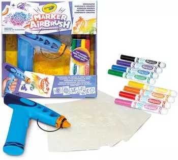 Crayola Marker Airbrush mit 8 abwaschbaren Markern & 5 Schablonen, ab 6 Jahren (74-7696)