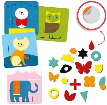 Djeco Collage Niedliche Gesch&ouml;pfe, 3&ndash;6 Jahre
