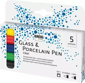 Kreul Glass Color Pen 5er-Set, Glas & Porzellan, transparent (42650)