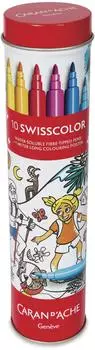 Caran d'Ache SWISSCOLOR Metalldose 10 Standard-Fasermaler + Poster 