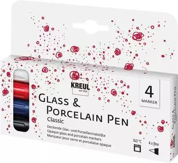 Kreul Glass & Porcelain Pen Classic, fein, 4er-Set (16440)