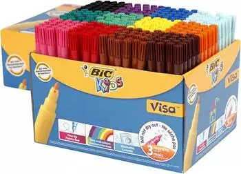 BIC Visa Filzstifte für Kinder, feine Spitze, sortierte Farben, 288er-Pack (897099)