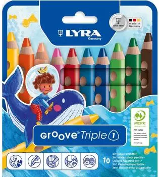 Lyra Groove Triple One Buntstifte, dreieckig, 10,0mm Mine, 10 Farben (L3831100)