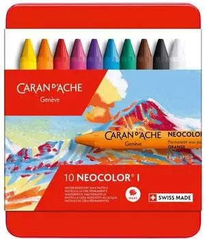 Caran d'Ache Neocolor I Wachspastellkreiden, 10 Farben, Metalletui (7000-310)