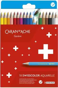 Caran d'Ache Swisscolor 18 wasserlösliche Buntstifte im Karton (1285.818)