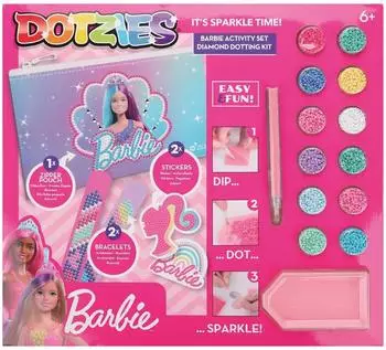 Diamond Dotz Dotzies Barbie Aktivitätsset, Diamant-Malset mit Armbändern & Aufklebern