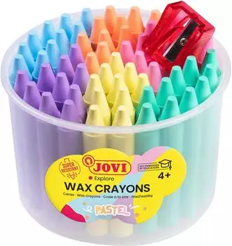 Jovi Jovicolor Wachsmalstifte pastell, 60er Dose mit Spitzer
