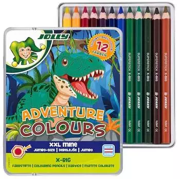 Jolly X-BIG Adventure Colours Buntstifte, 12er Metalletui (3099-0151)