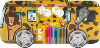 Eberhard Faber Safari Filzstifte 16er Set, Metallbus, auswaschbar (551113)