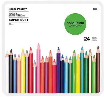 Rico Design Paper Poetry Buntstifte Super Soft im Metalletui, 24 St&uuml;ck