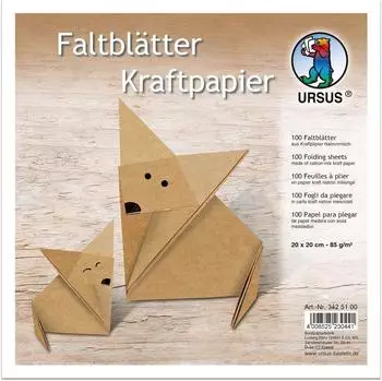 Ursus Faltbl&auml;tter Kraftpapier gerippt 20cm, 80g/m&sup2;, 100 Blatt (3425100)