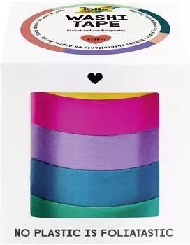 Folia Washi-Tape 26438 Basic, farbig sortiert, 10 mm x 10 m, 5 Rollen