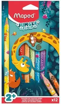 Maped Jungle Fever Jumbo Dreikant-Buntstifte, 12er-Pack (863700)