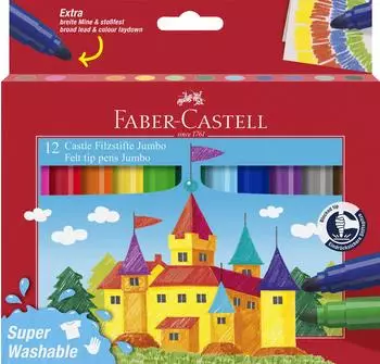 Faber-Castell Jumbo Super Washable Filzstifte mehrfarbig, 5mm, 12 St&uuml;ck (154311)