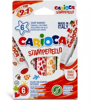 Carioca Mágicos Fasermaler mit Stempel, 6 Farben (42279)