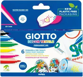 Giotto Decor Textile Filzstifte 1-3mm, 6er-Pack (494800)