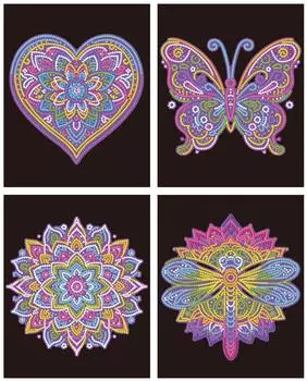 Diamond Dotz DTZ4001 Diamond Painting Neon Mandalas Neon Dotzies, Anf&auml;nger/Kids