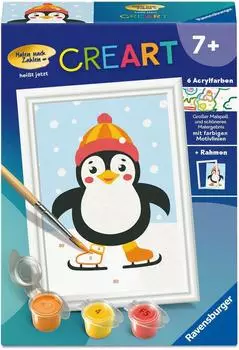 Ravensburger CreArt Malen nach Zahlen Kinder - Pinguin im Schnee