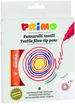 Primo Textilmaler Fasermaler, 8 Farben