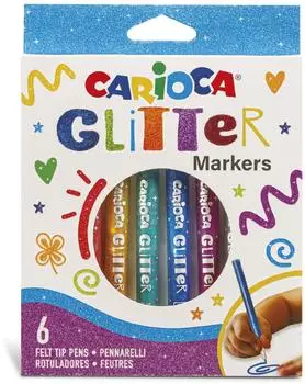 Carioca Glitter-Filzstifte mit Glitzereffekt, 1mm Spitze, 6er-Set (42190)
