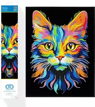 Green Board Games DIAMOND DOTZ DD25019 Diamond Painting Katze Neon Noir, Fortgeschrittene