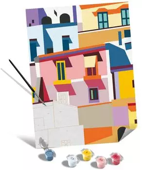 Ravensburger CreArt Canvas Leinwand - Farbenfrohe Häuser