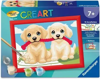 Ravensburger CreArt Malen nach Zahlen Kinder - Spielende Hunde
