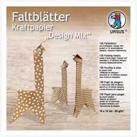 URSUS 100 Faltbl&auml;tter Kraftpapier "Design Mix"