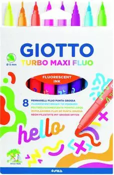 Giotto Turbo Maxi Fluo Faserschreiber, 8 Farben (F453800)