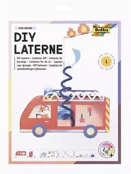 Folia Laternen Bastelset Feuerwehr + 2 LED Lichter