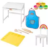 roba Kindersitzgruppe "Play-Doh Schulpult" Set, inkl. 3D-Kreativmatte, 6 Knetdosen,