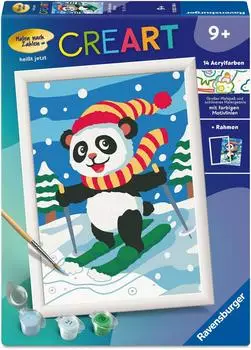 Ravensburger CreArt Malen nach Zahlen Kinder - Skifahrender Panda
