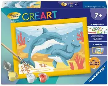 Ravensburger CreArt Malen nach Zahlen Kinder - Verspielte Delfine