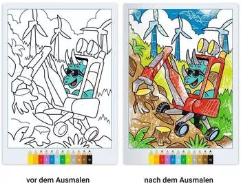 Ravensburger CreArt Malen nach Zahlen ab 5 - Zauberpapier: Dinos auf der Baustelle