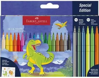 Faber-Castell Filzstifte "Dino Edition" 24 Farben, metallic und neon (554222)