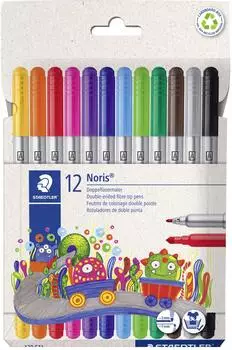 Staedtler Noris Club Fasermaler, doppelte Spitze, 12er-Set (320 C12)