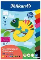 Pelikan Tonpapier Block A3,10 Blatt in 10 Farben,Blauer Eng.