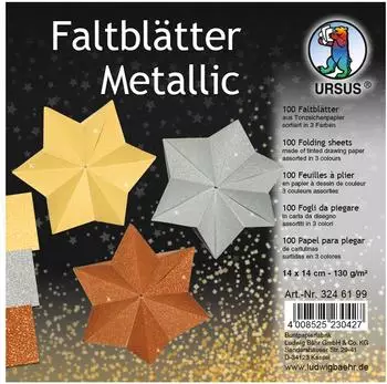 Ursus Faltbl&auml;tter "Metallic" 14x14cm, 130g/m&sup2;, 100 Blatt (3246199)