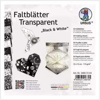 Ursus Faltbl&auml;tter transparent, einseitig schwarz/wei&szlig;, 15x15cm, 115g/m&sup2;, 50 Stk (38065504)